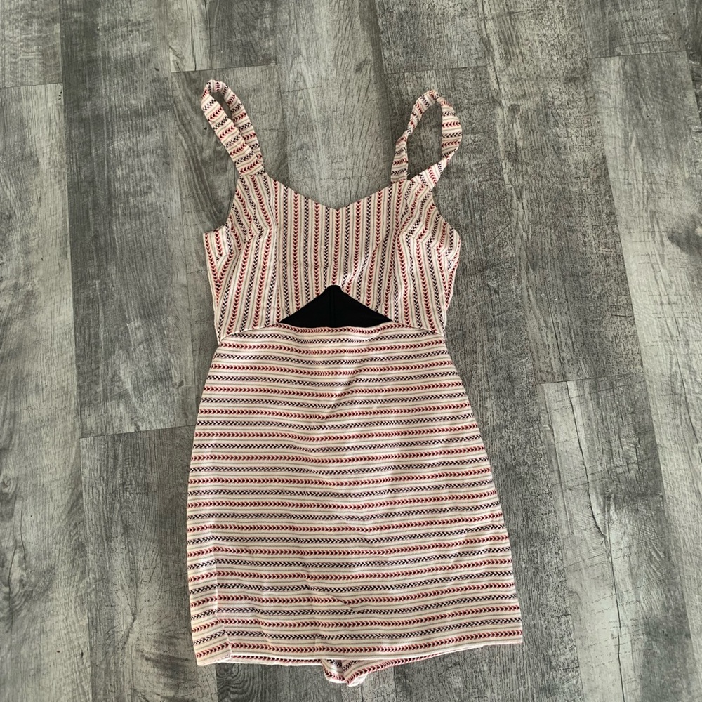 Zara Red and White Striped Jumpsuit